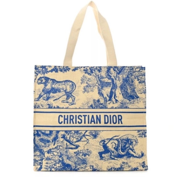 CHRISTIAN DIOR br Straw Dioriviera Tote Blue new - Picture 2 of 8